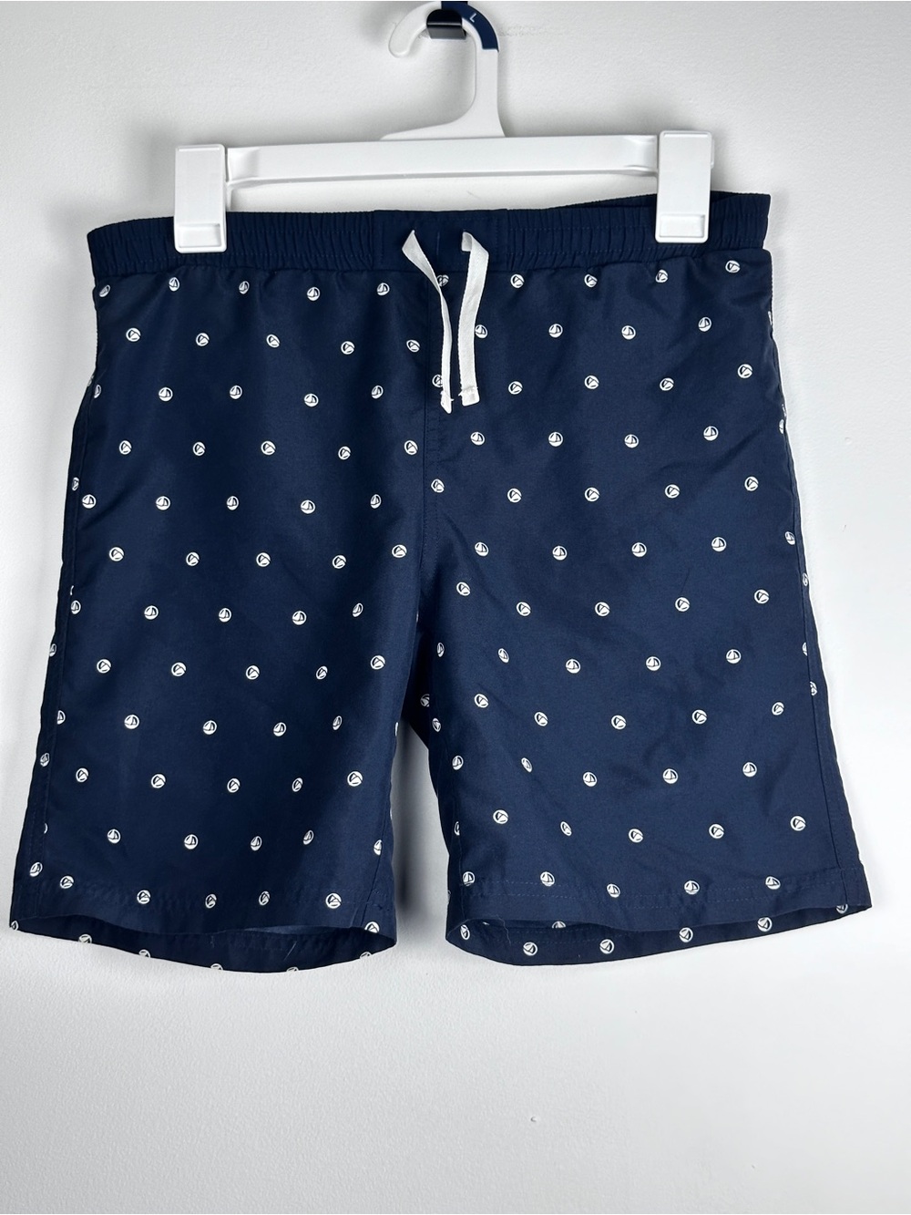 Petit Bateau Boys Swim Trunks Navy Sailboat Print Size 12Y 152 cm